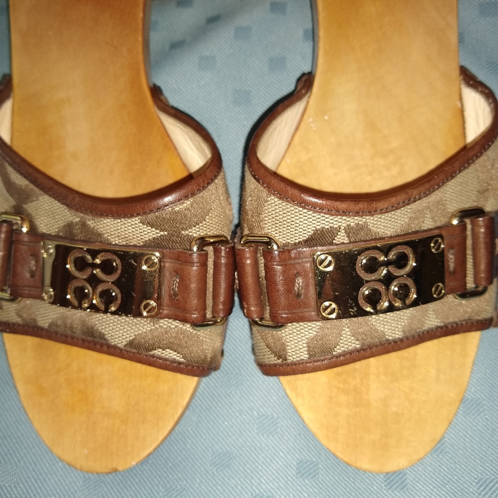 Coach Brown Signature Canvas & Leather Mule Slides - Picture 2 of 10